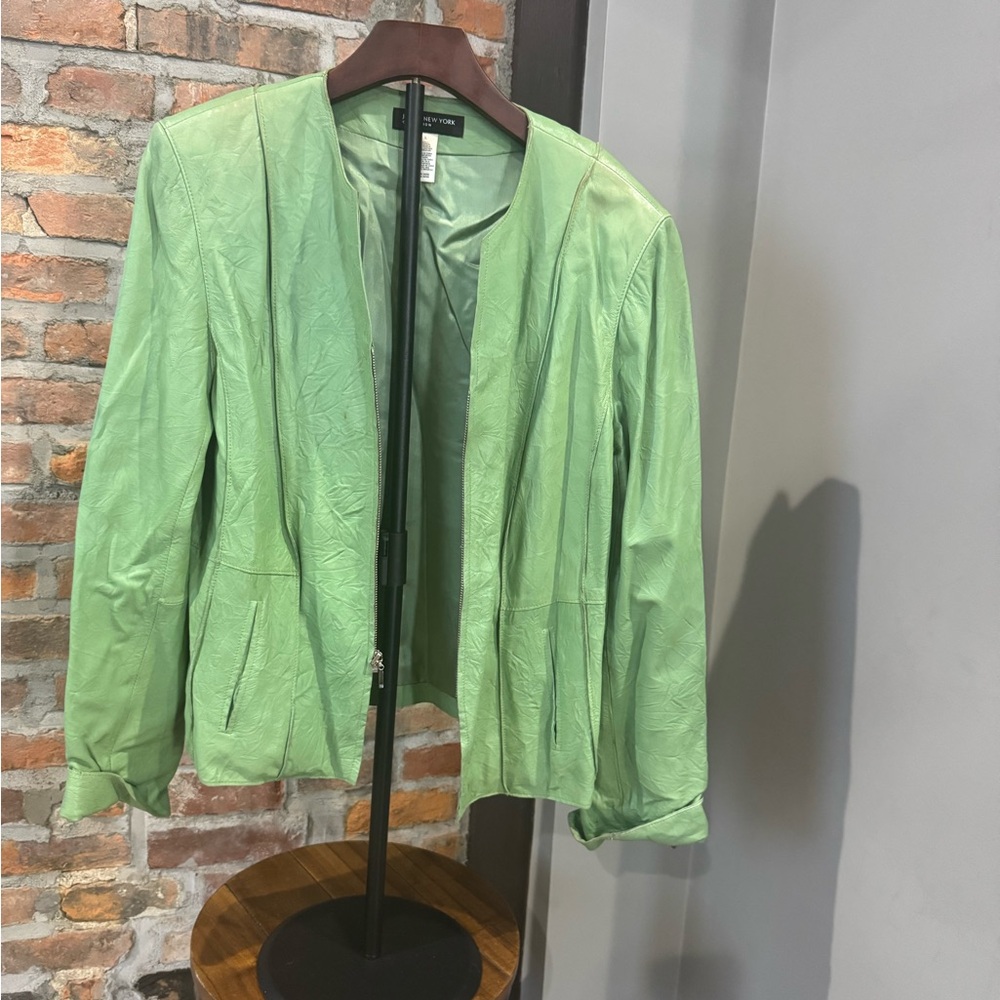 Jones New York Light Green Women's Leather Jacket